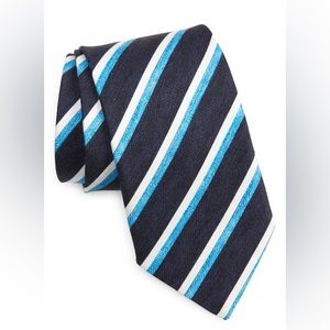 EDWARD ARMAH REPP STRIPE SILK NECK TIE NAVY NWOT